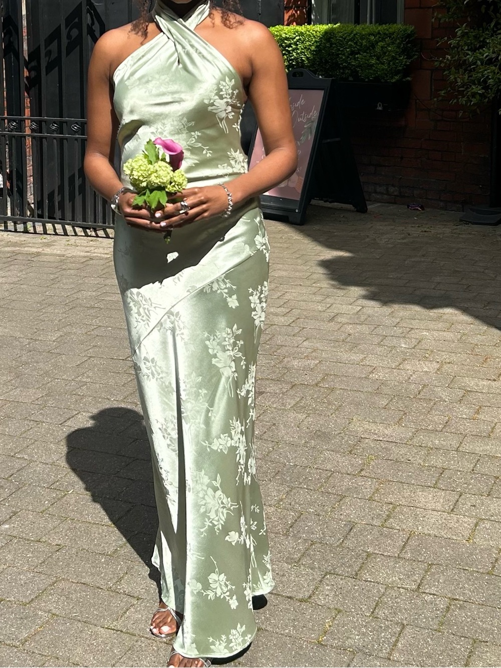 Satin Silky Maxi Skirt in Light Sage
